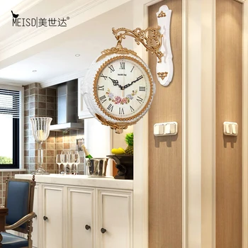 

NEW European style Classic Retro Modern Design Wall Clock 37CM Double Sided Outside Bracket Clock Home Decoration Hanging Watch