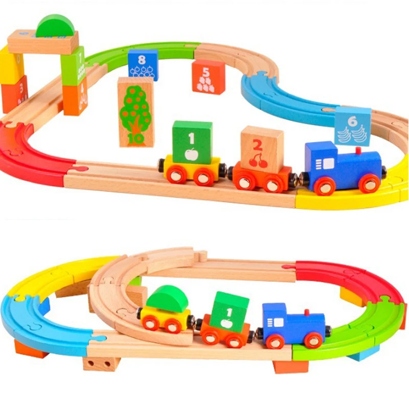 

Wooden 29PCS DIY Track Train Set Toy Railway Wood Puzzles educational Toys for Kids track toy educational toys for children