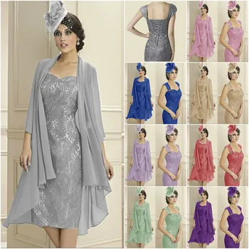 

BGW Elegant Sweetheart Neck Sheathy Evening Dress Tea-length Chiffon Lace Mother Of The Bride Dresses Vestito Mamma Della Sposa