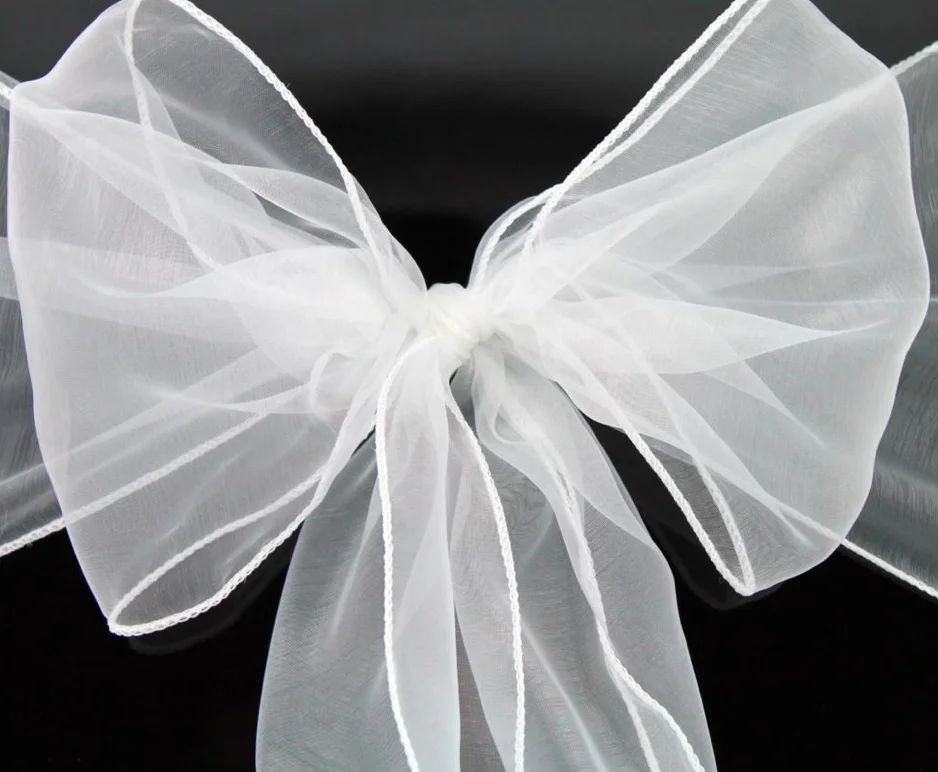 100pcs cover sash white Chair Bow Banquet Chair Sash for Weddingschair