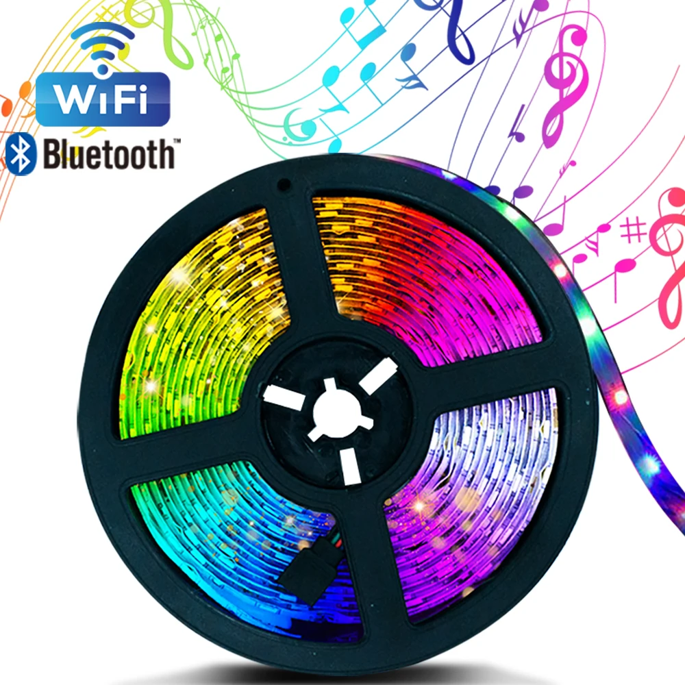 Светодиодный ленточный светильник Bluetooth RGB 5050 SMD водонепроницаемая гибкая лента DC