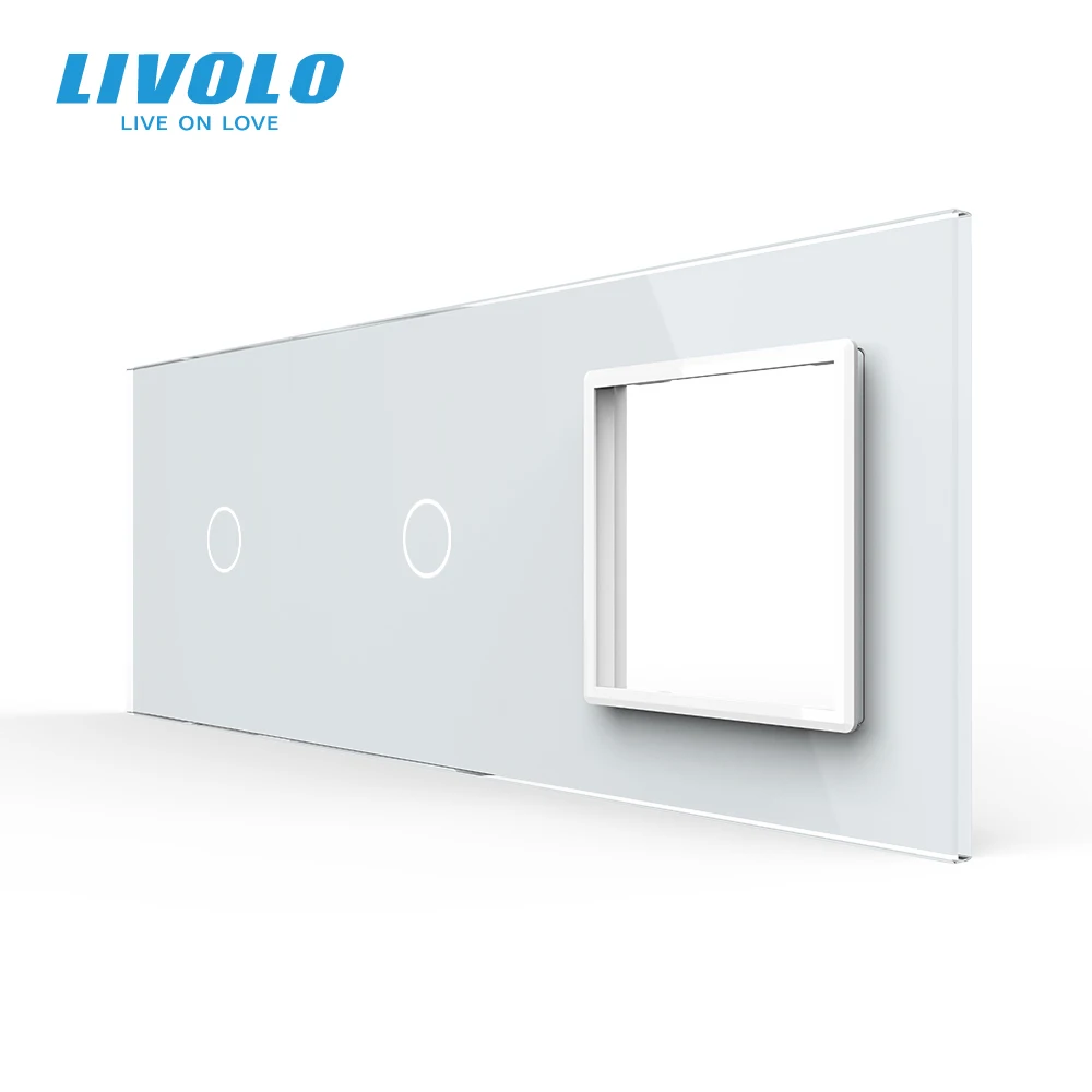 Стеклянная панель с белым жемчугом 222 мм * 80 мм|livolo eu standard|livolo white euglass panel |
