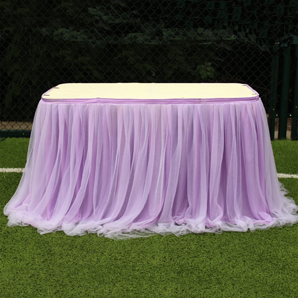 

Wedding Dinning Dinner Tablecloth White Pink Blue Gauze Table Skirt Elegant