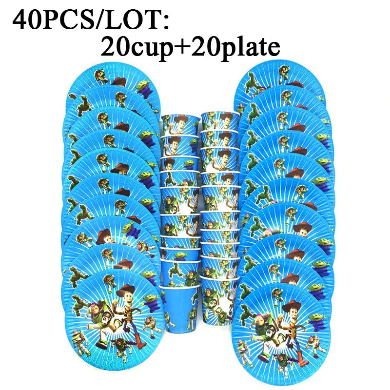 Дисней Вечеринка История игрушек поставки дети день рождения принадлежности Бумага 20 стаканов+ 20 тарелок декор мальчик семья вечерние одноразовые посуда набор