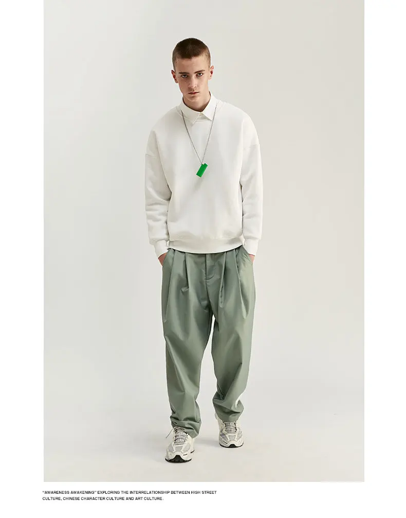 Fionto, Мужская одежда, толстая, 350 г, с мехом, карамельный цвет, чистый цвет, свободные плечи, круглый вырез, защита для мужчин, толстовка