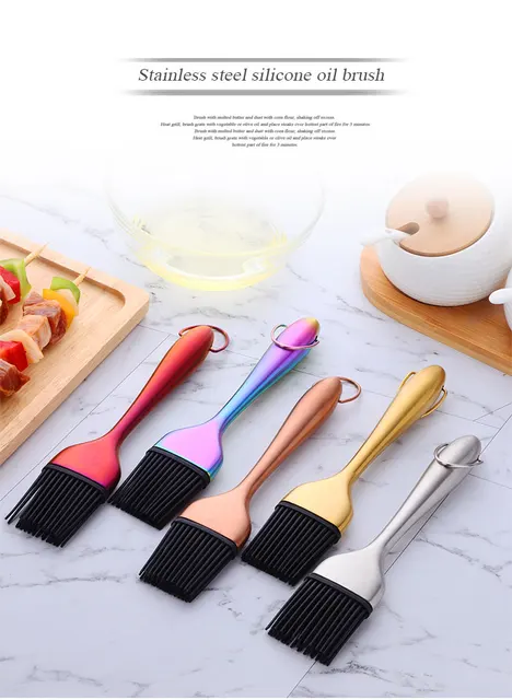 1/2PCS Silicone Oil Brush Cooking Brush Stainless Steel Handle BBQ