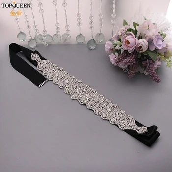

TOPQUEEN Black Bridal Belting Indian Bridal Belt Jewelry Rhinestone Beads Bridal Belt Black Bridal Belts Belt with Stones S233L