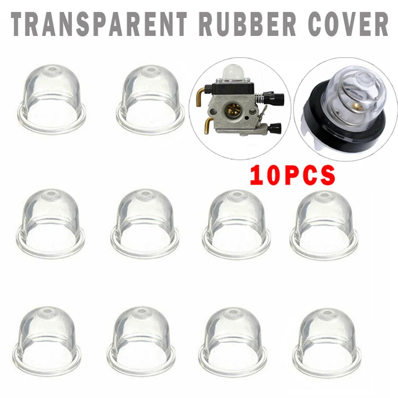 

10pcs Petrol Primer Bulb Pump Clear Cover For Hedge Trimmers Chainsaws Carburetor Parts Transparent Cover Plastic