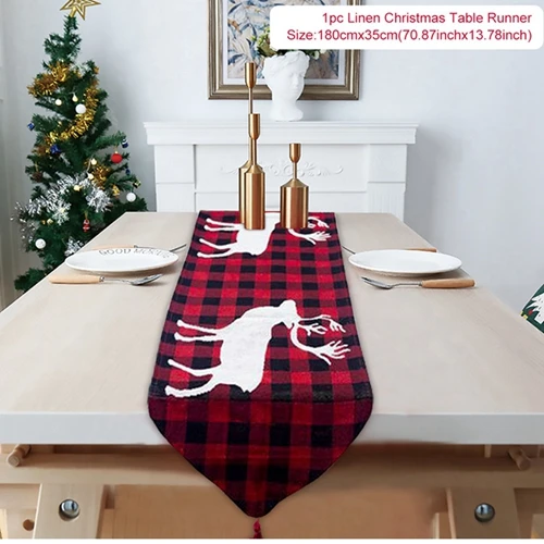 Style 1 FENGRISE 180X35 см новогодняя елка Снеговик настольный флаг Рождественское украшение для дома для стола украшения нового года - Цвет: Style 1