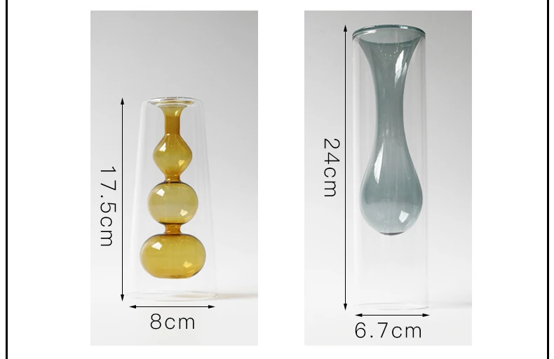 Скандинавские Современные Простые витражные прозрачные креативные двухслойные Стеклянные Прозрачные вазы украшения художественный индивидуальный цветок