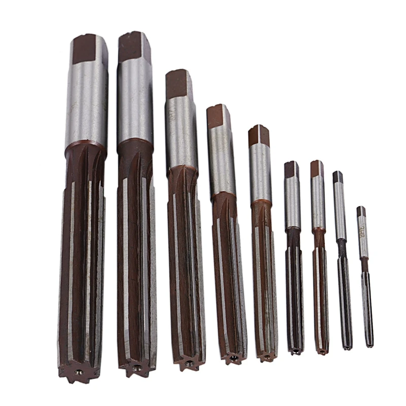New-9Pcs ручные Reamermm 3 мм 4 мм 5 мм 6 мм 8 мм 10 мм 12 мм 14 мм 16 мм прецизионные H8 9SiCr с прямым хвостовиком ручные инструменты