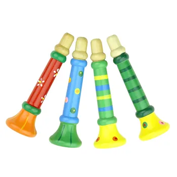 

Kids Educational Toys 4 Pcs Baby Wood Musical Instrument Toys Wooden Vertical Whistle Toy Random Color For Children'S Gift