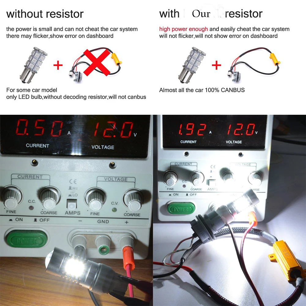 1  1157 BAY15D 7443 W21/5W 3157 P27/7W 50W 8ohm   LED    ÷  ڵ Canbus ڴ