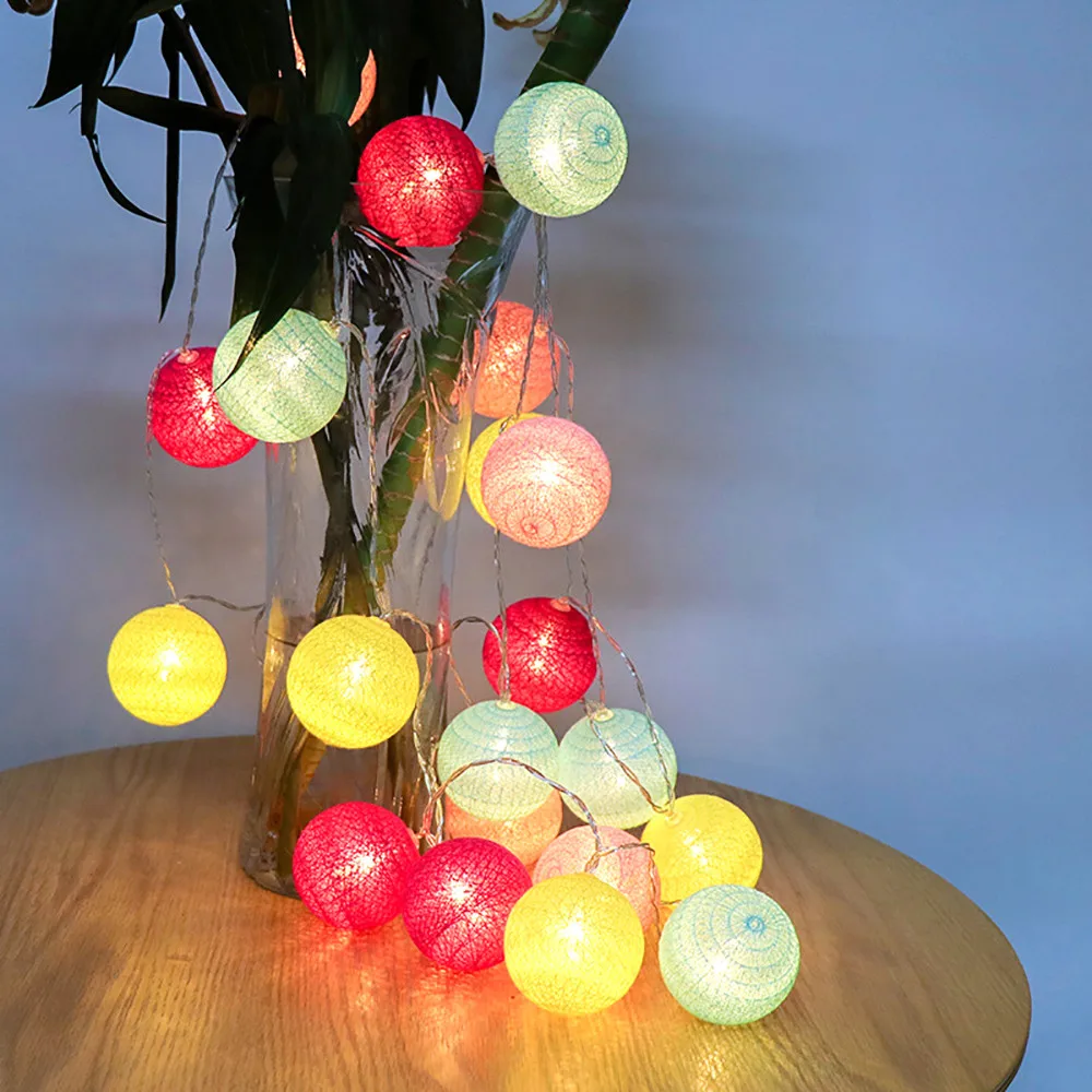 20LED ватный шар, сказочные гирлянды на День святого Валентина, уличные, цветные, рождественские, свадебные, праздничные, сказочные огни, гирлянда, украшение для спальни