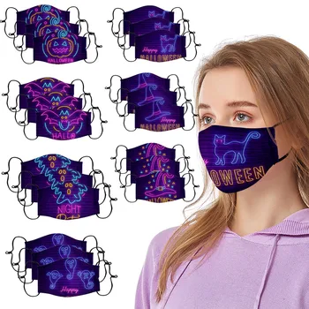 

3PC Mouth Masks Protection Halloween Print Face Mask Washable Earloop Breathable Sunscreen Fashion Scarf Mask drop-shipping#3