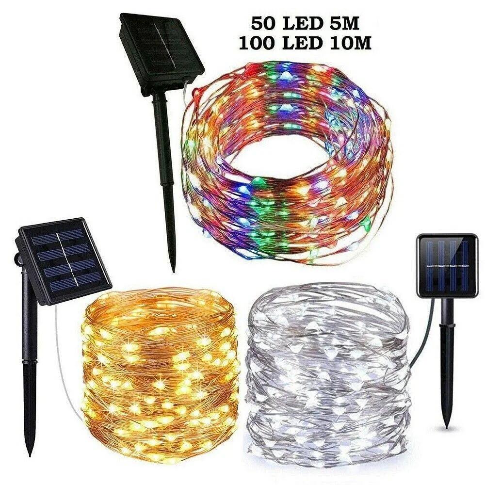 

ZANCAKA 5M/10M 100 led solar LED Light Waterproof LED Copper Wire String Outdoor Led Strip Christmas Party Wedding Decoration