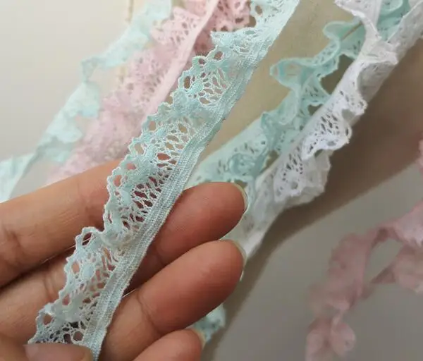 1M Pleated Guipure Sky Blue Lace Ribbon Trim 1.8cm White Pink Lace Fabric Dress Decoration Craft Supplies DIY Sewing Accessories