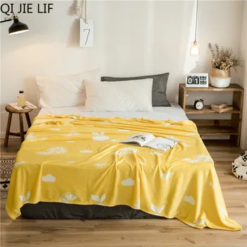 

Brand yellow polyester blanket for adults warm blanket sheets flannel winter home decor throw blanket for sofa