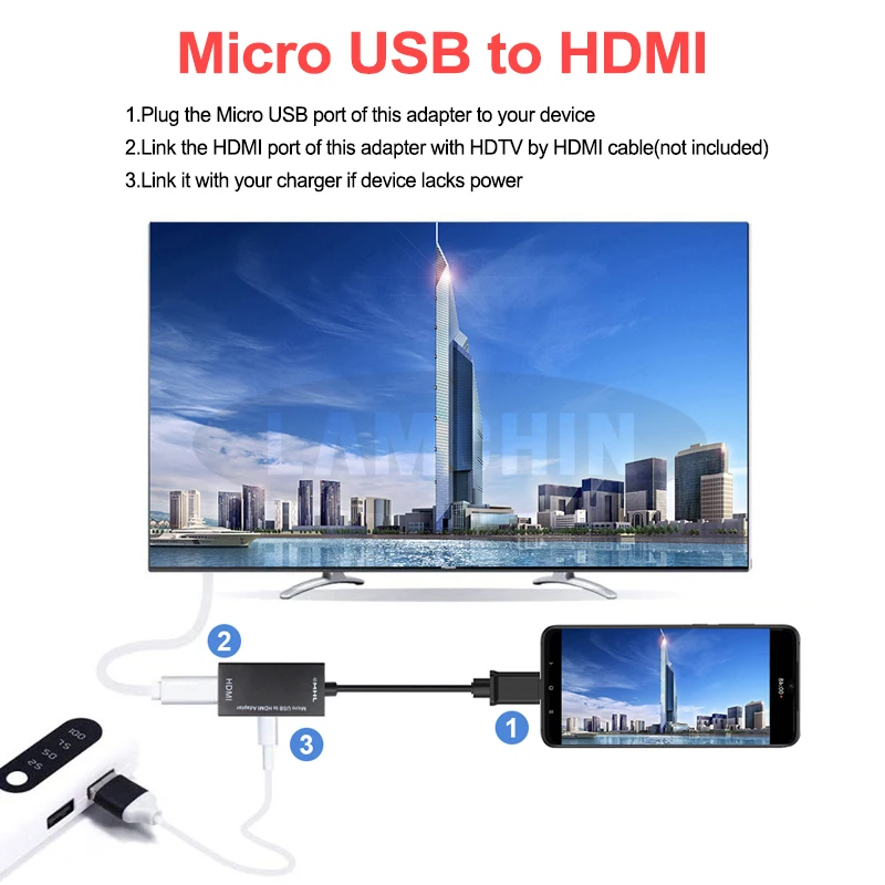 Мини Usb к Hdmi адаптер проводной HD 1080P для Android tv мини Usb к адаптер HDM кабель для компьютера