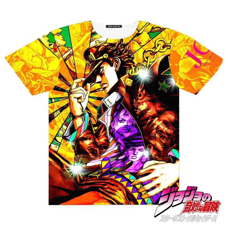 

Anime JoJo's Bizarre Adventure Kujo Jotaro Higashikata Josuke T-shirt Full Graphic Short sleeve Unisex Student Casula TOPS
