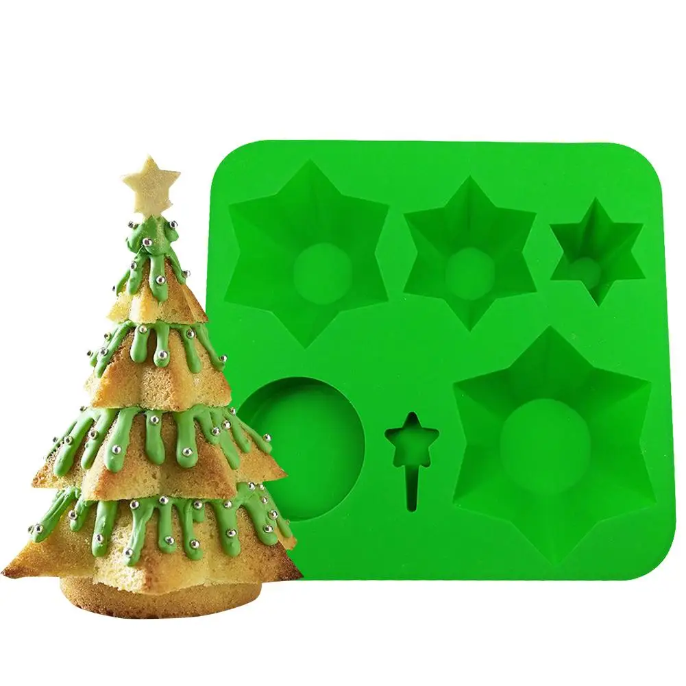 Silicone Baking Tray Christmas Tree Bakeware Non-stick Mold For Baking Bread Breadstick Biscuit Chocolate Bakery Cake Mold Tools