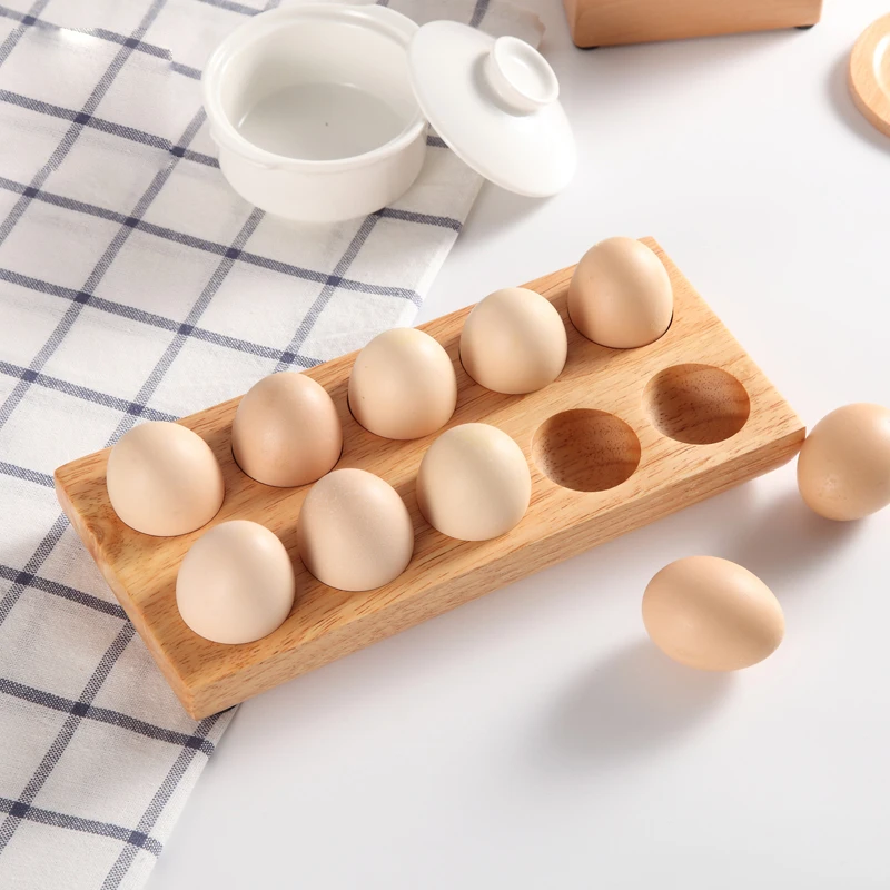 

Egg Tray - Rustic Wooden Egg Holder For 10 Eggs Usable in Kitchen Refrigerator, or Countertop for Display or Storage