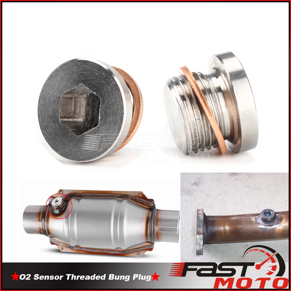 

O2 Sensor Bung Plug Exhaust Headers 5/16" Hex Cap Mounting Bolt M18 X 1.5mm Threads Universal Stepped 304 Stainless Steel