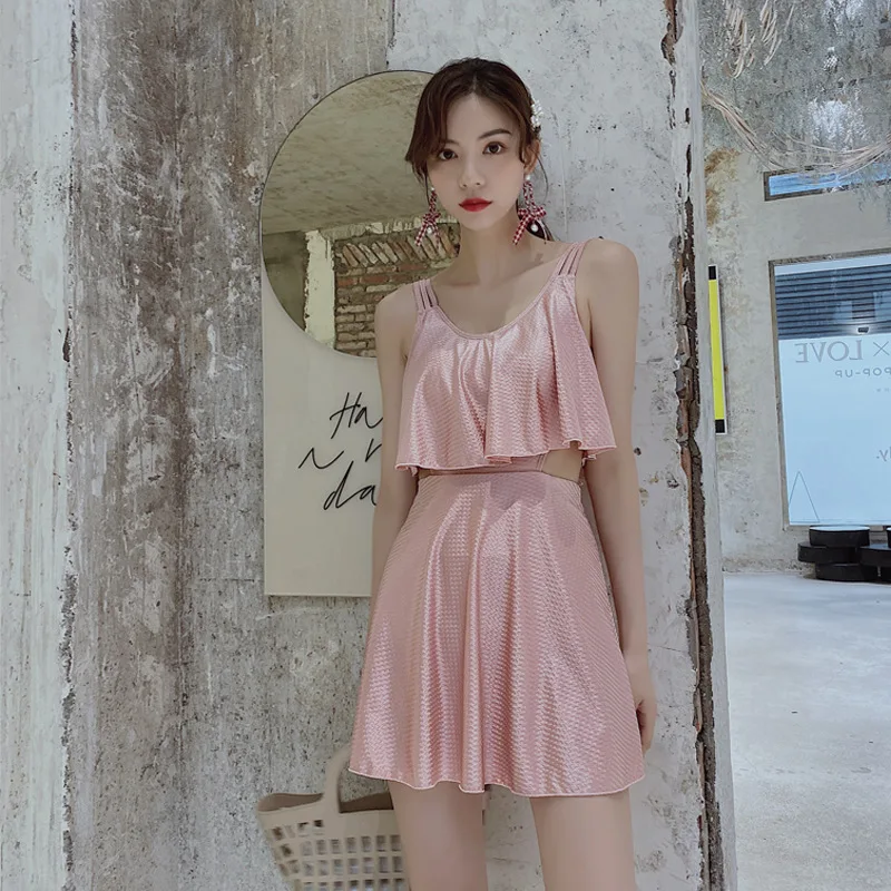 

Women's One-Piece Swimsuit Swimwear Push Up High Waist Swimsuits Beach Outings 2018 Woman 2019 Hot New One Piece Fit With Skirt