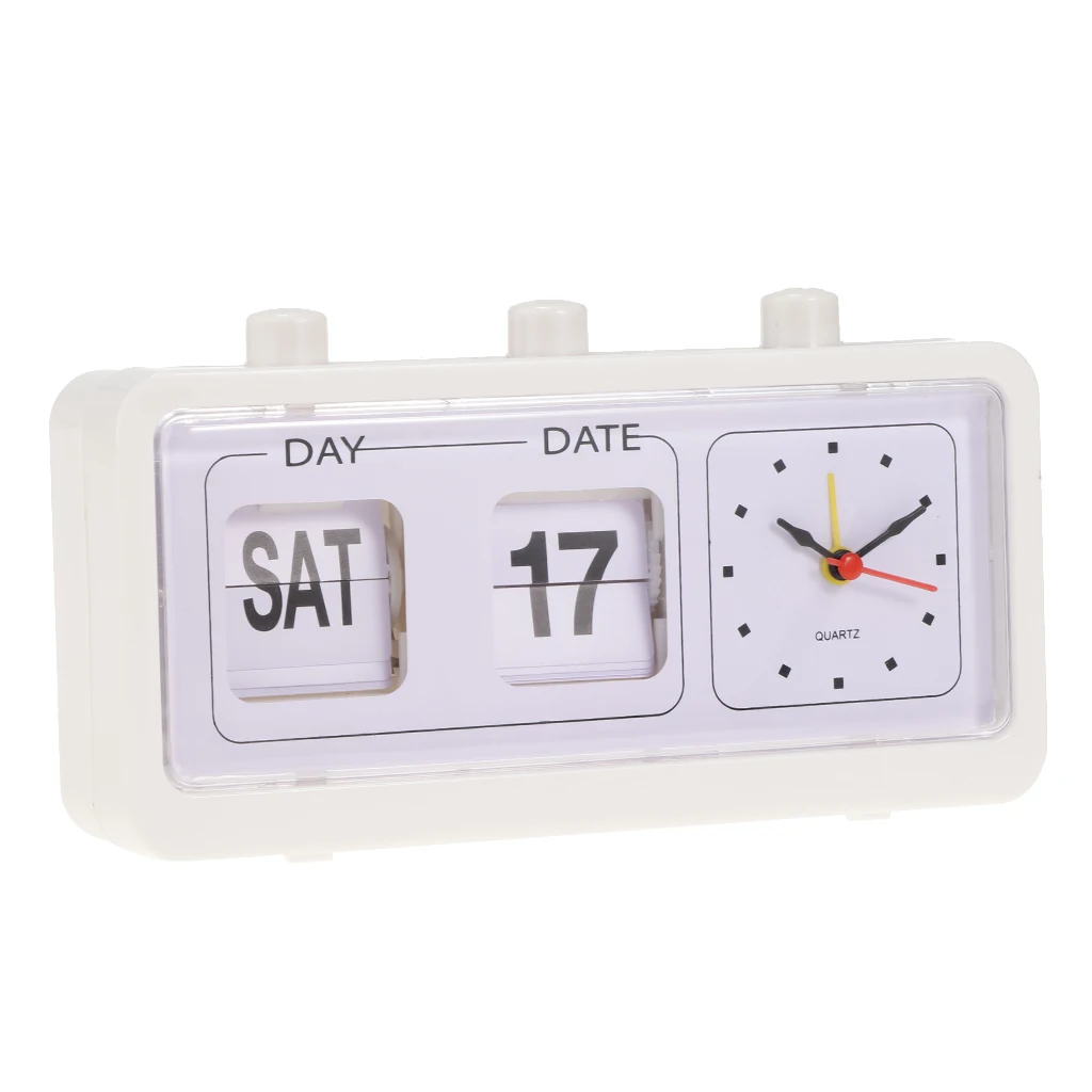 Vintage Retro Quartz Alarm Clock Flip Calendar Display Clock for Home Improvement