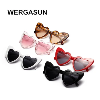 

WERGASUN Love Heart Sunglasses Women Big Frame Personality Sunglass Fashion Cute Sexy Retro Cat Eye Vintage SunGlasses Female
