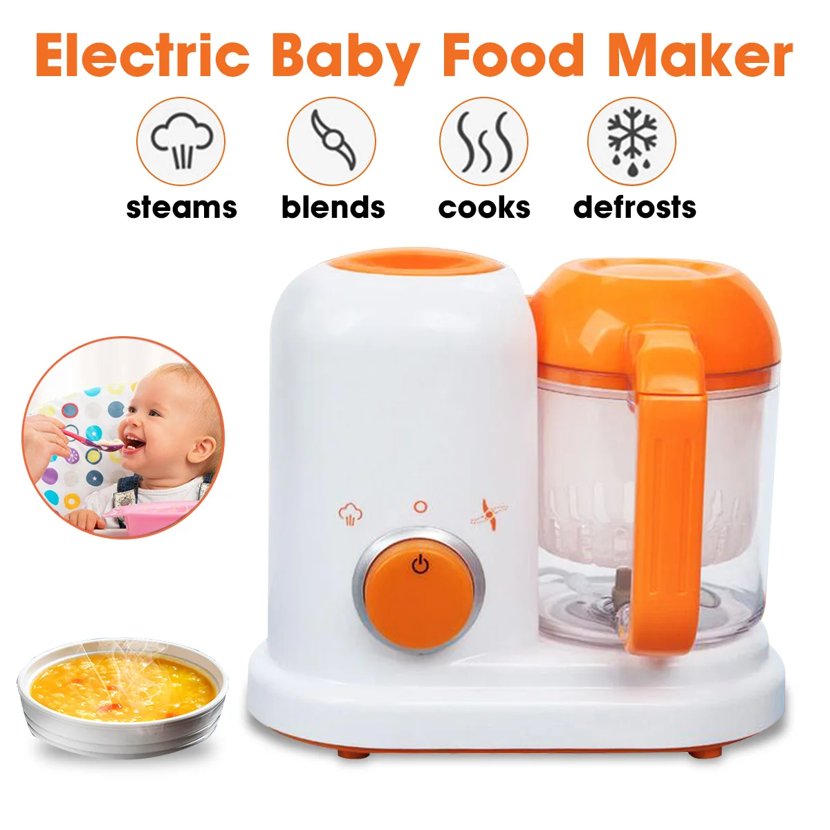 

Electric Baby Feeding Food Maker Toddler Blenders Steamer Processor BPA Free Food-Graded PP Infant Fruit Vegetable Maker EU Plug