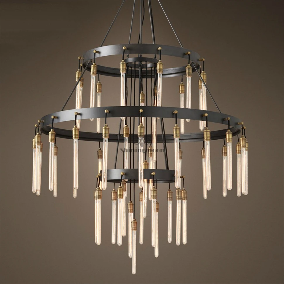 Modern Vintage Crystal Chandelier Lighting Large Retro Round Chandeliers Staircase Hanging LampHotel Restaurant Lustre Luminaria