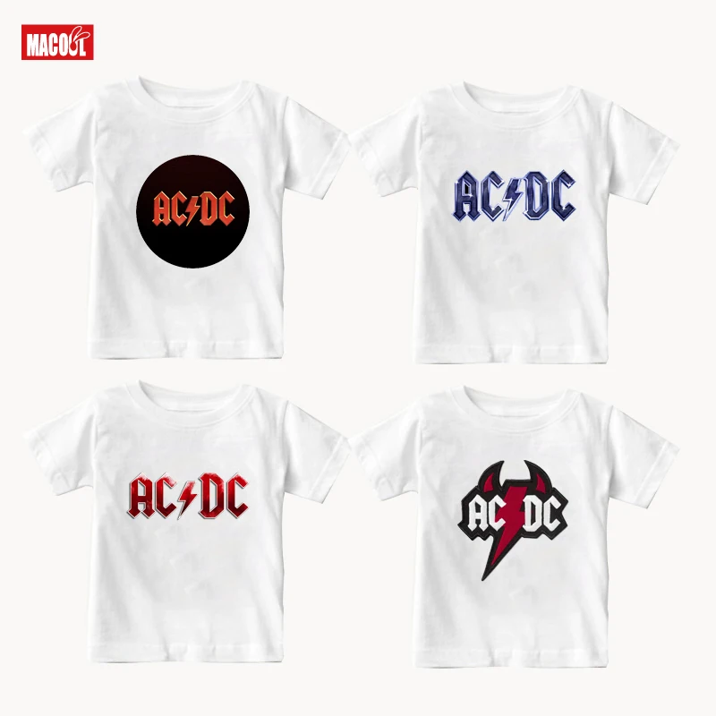 

100%Cotton Summer New Kids Band Rock T-shirt O-Neck Short Red T Shirt ACDC Graphic Heavy Metal Tops Tee Kids Baby T Shirts 3T 9T