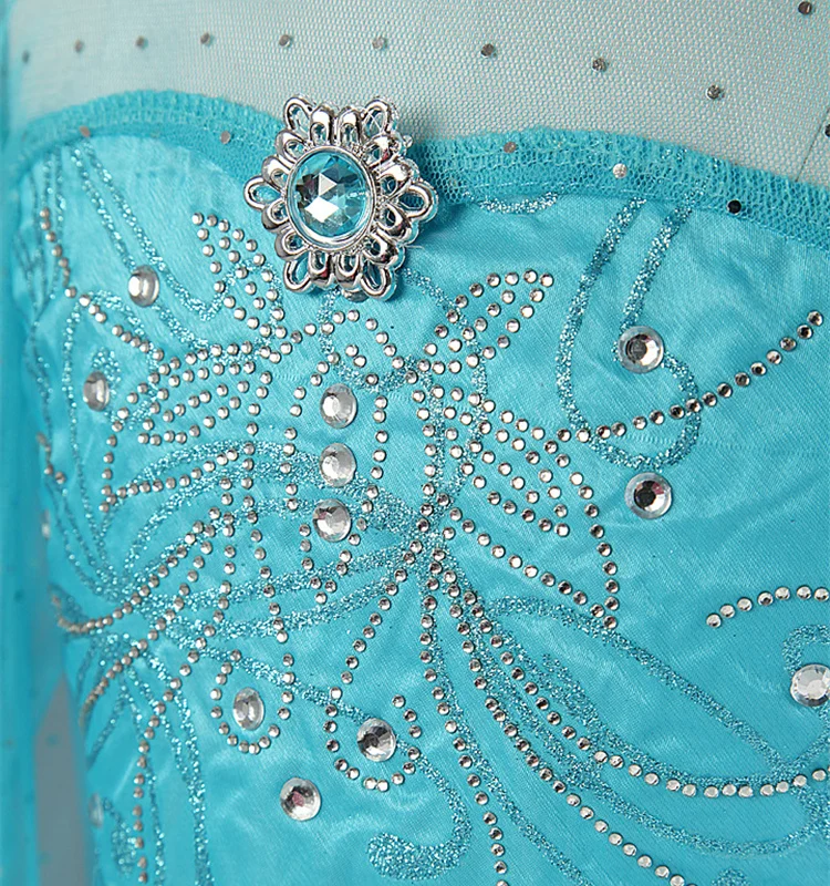 От 4 до 10 лет праздничное платье принцессы Эльзы для девочек летнее Элегантное синее платье с длинными рукавами для маленьких девочек праздничное платье Анны для дня рождения