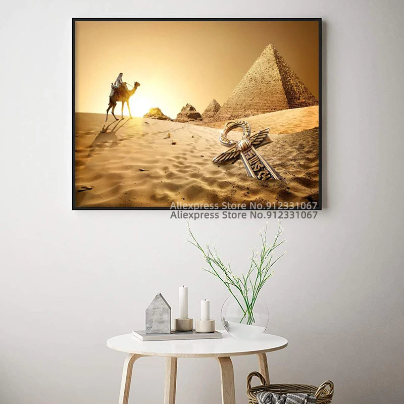 Egypt Pyramids Desert Camel 5 Piece canvas Wall Art Print Poster Home Decor