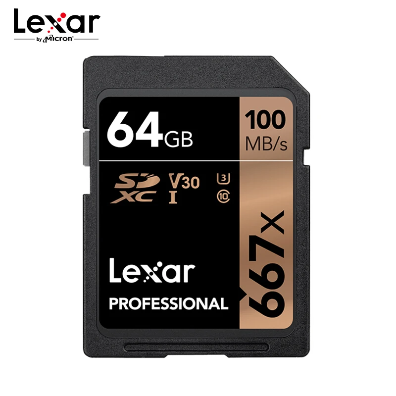 

Lexar 667x SD card 64GB Memory Card SDXC Class10 128GB 256GB C10 U3 UHS-I max 100MB/s SD Card for 1080P Full HD 3D and 4K video
