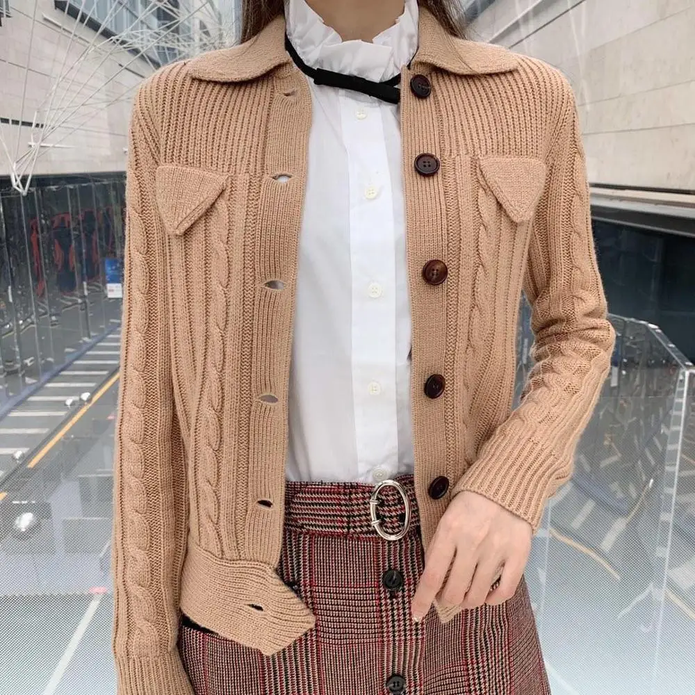 

2019FW fashion new women wool cardigan sweater female casual knitted coat sweater ddxgz2 9.21