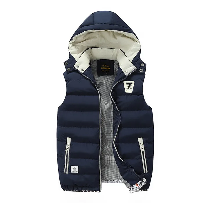 Hooded Men Winter 2020 Fleece Vest Male Thick Warm Waistcoat Cotton Casual Soft Vests Mens Windproof Sleeveless Jacket Parkas | Мужская