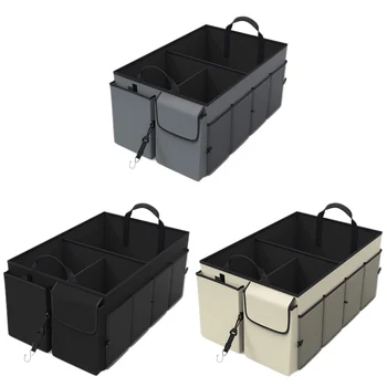 

Vehicle Storage Box Car Trunk Storage Organizer - Collapsible Multi-Compartment - Adjustable Securing Straps