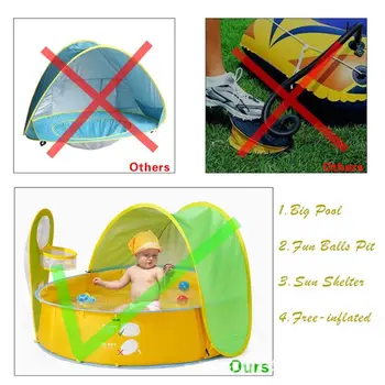 

Children Swimming Pool Foldable Baby Beach Tent Sunshade Infant Portable Bathtub GXMB