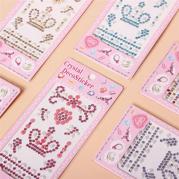 2   Acrylic Butterfly Crown Love Stickers For Women Mobile Phone Shell Decoration Rhinestones Stickers Diy Handmade Crafts Stickers