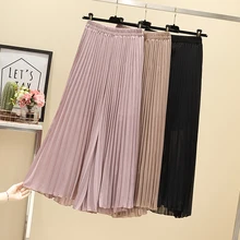 

Women Trousers Chiffon Loose Casual Cropped Pants oversize Ruffled Layer Pleated Female Wide Leg Pants Fake Women Skirt