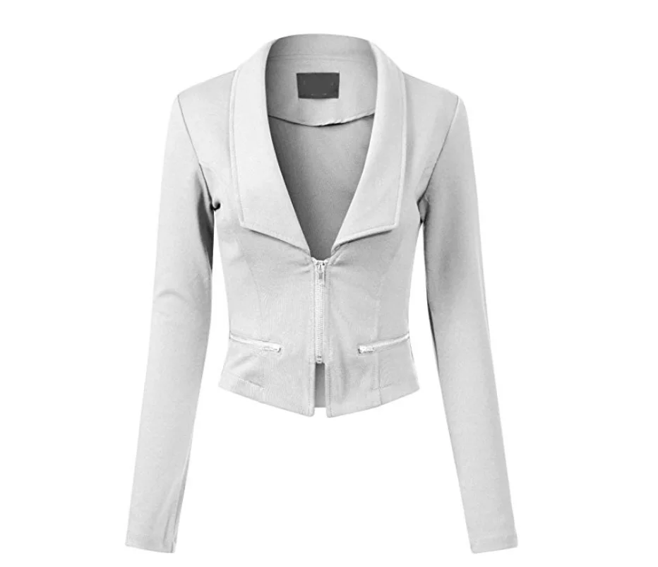 hot autumn Women long sleeve Retro punk zipper  jacket Elegant business Slim formally coat top Office Lady  Blazer Suits