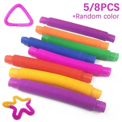 Tubo de brinquedo coloridos para crianças, tubo de plástico com descompressão, alívio do estresse, brinquedos sensorial, desenvolvimento precoce, presentes para crianças