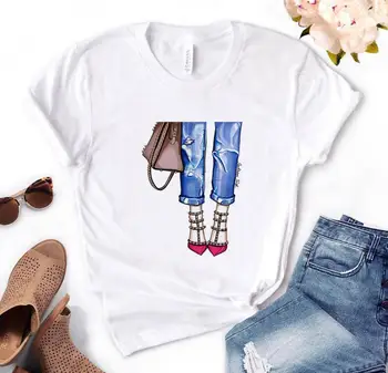 

pink shoes bag girl Print Women tshirt Cotton Casual Funny t shirt Gift For Lady Yong Girl Top Tee PM-158