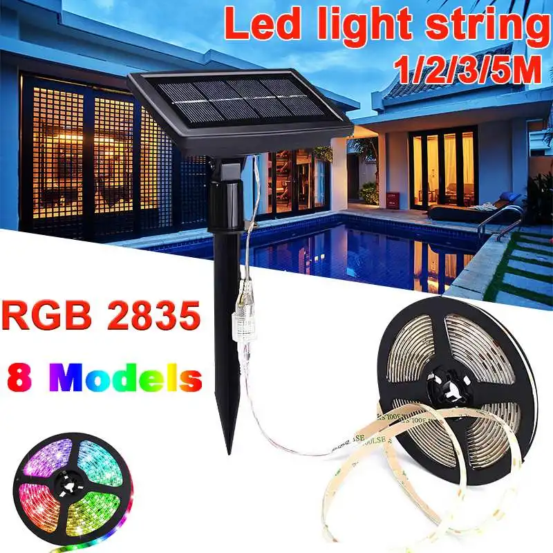 

1/2/3/5M 60 Led Solar LED Light Multicolor RGB Solar LED String Light Holiday Outdoor Led Strip for Christmas Party Wedding