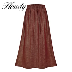 Spring Women's Long Red Hot Stamping Polka Dot Printed Long Pleated Skirt Mid-length Skirt High Waist Stretch Casual Party Dress
