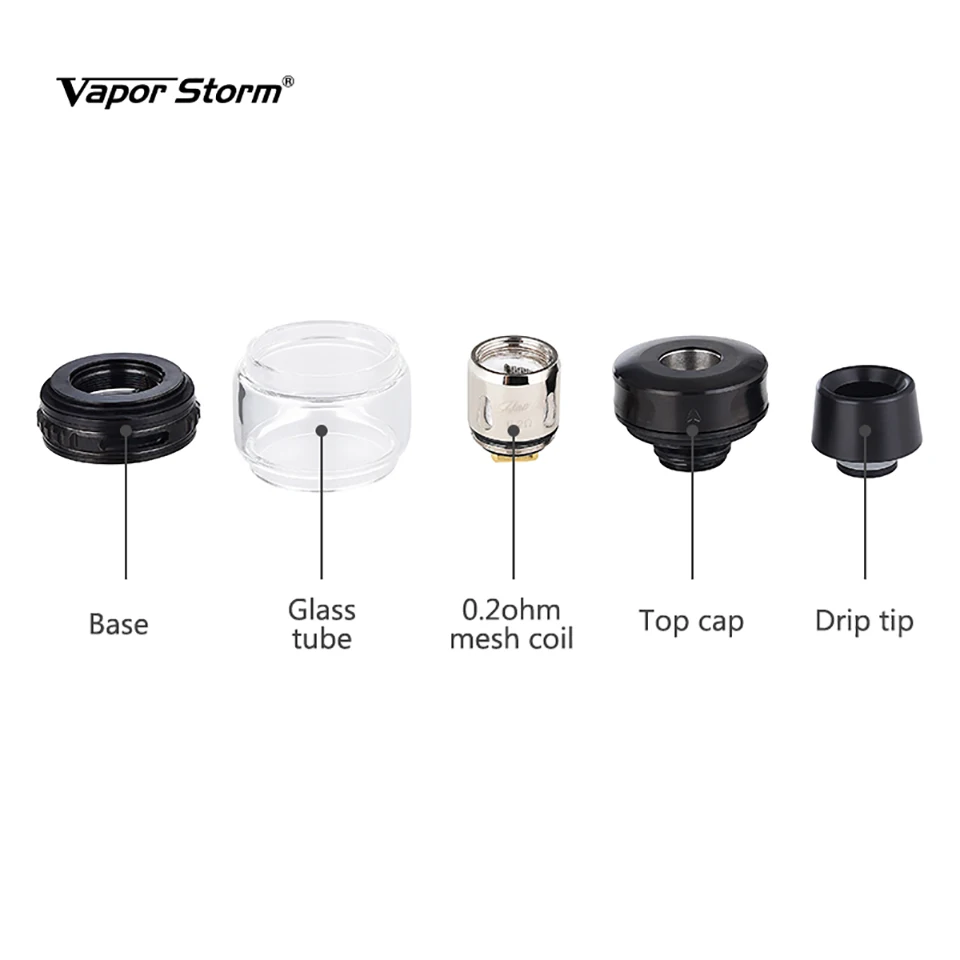 Vapor Storm Trip Atomizer 0.2ohm Mesh Coil Sliding Top Fill Tank Organic Cotton 2ml6ml 200W Electronic Cigarette Vape Tank (1)