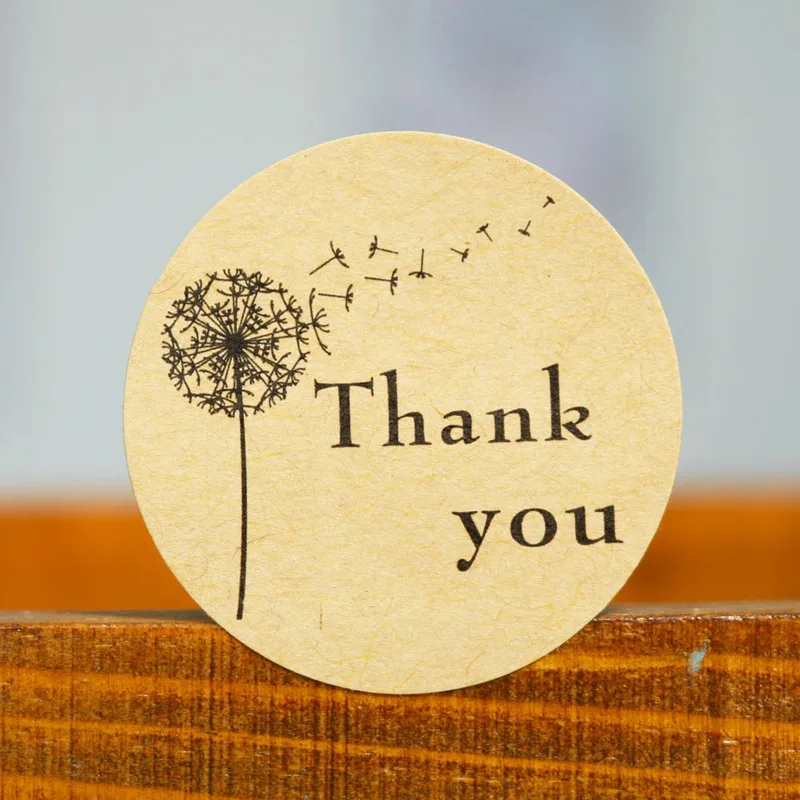 102pcs Vintage Flower Thank you Ellipse Dandelion label Adhesive Kraft Seal Sticker for Baking Gift Stickers Funny DIY Work | Дом и сад