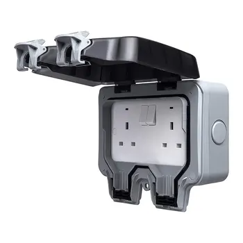 

Outdoor waterproof socket box IP66 switch socket rainproof power socket strip plug bakelite two open British 13A